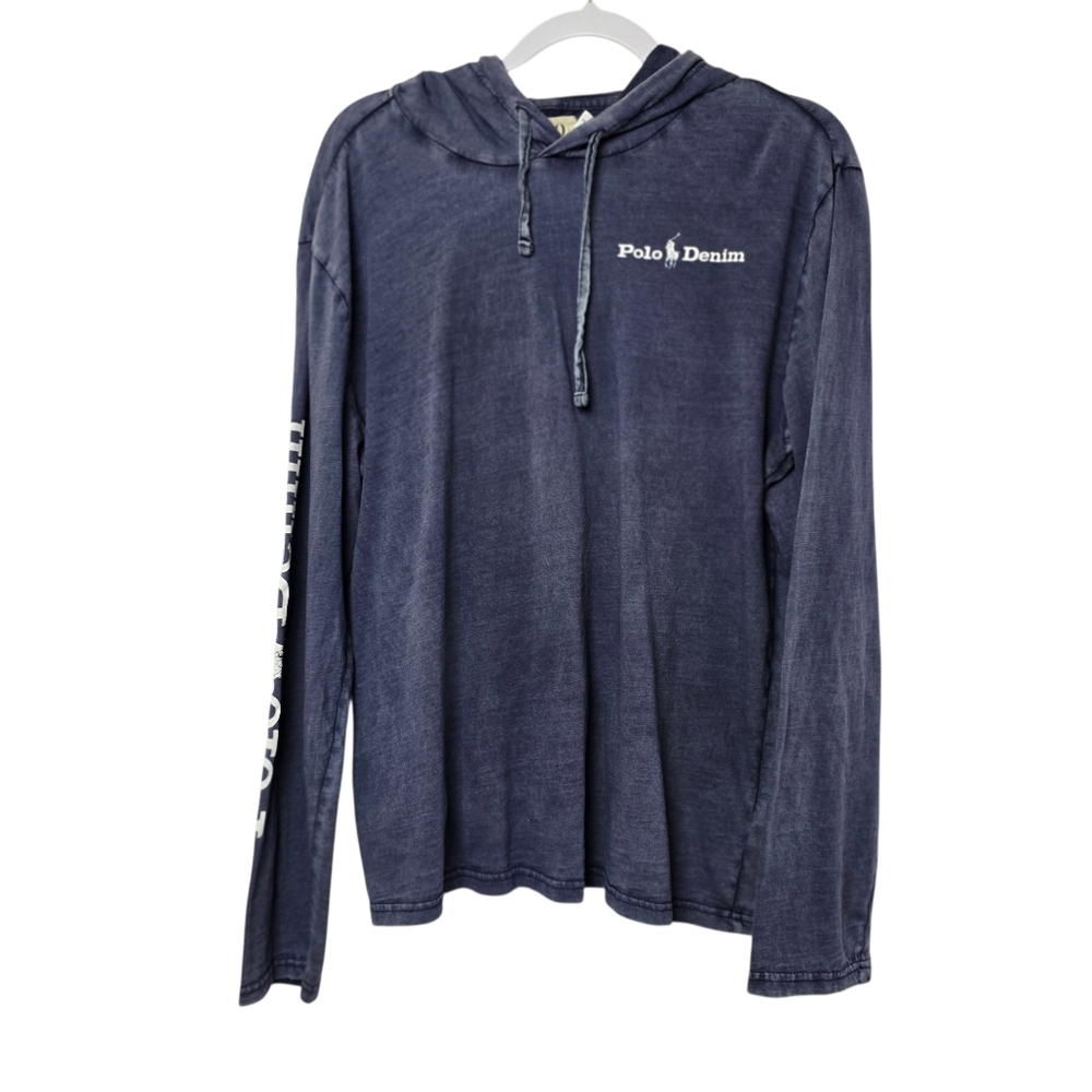 Denim & Supply Ralph Lauren Hooded Blue Shirt Long Sleeve Men's Size L Casual